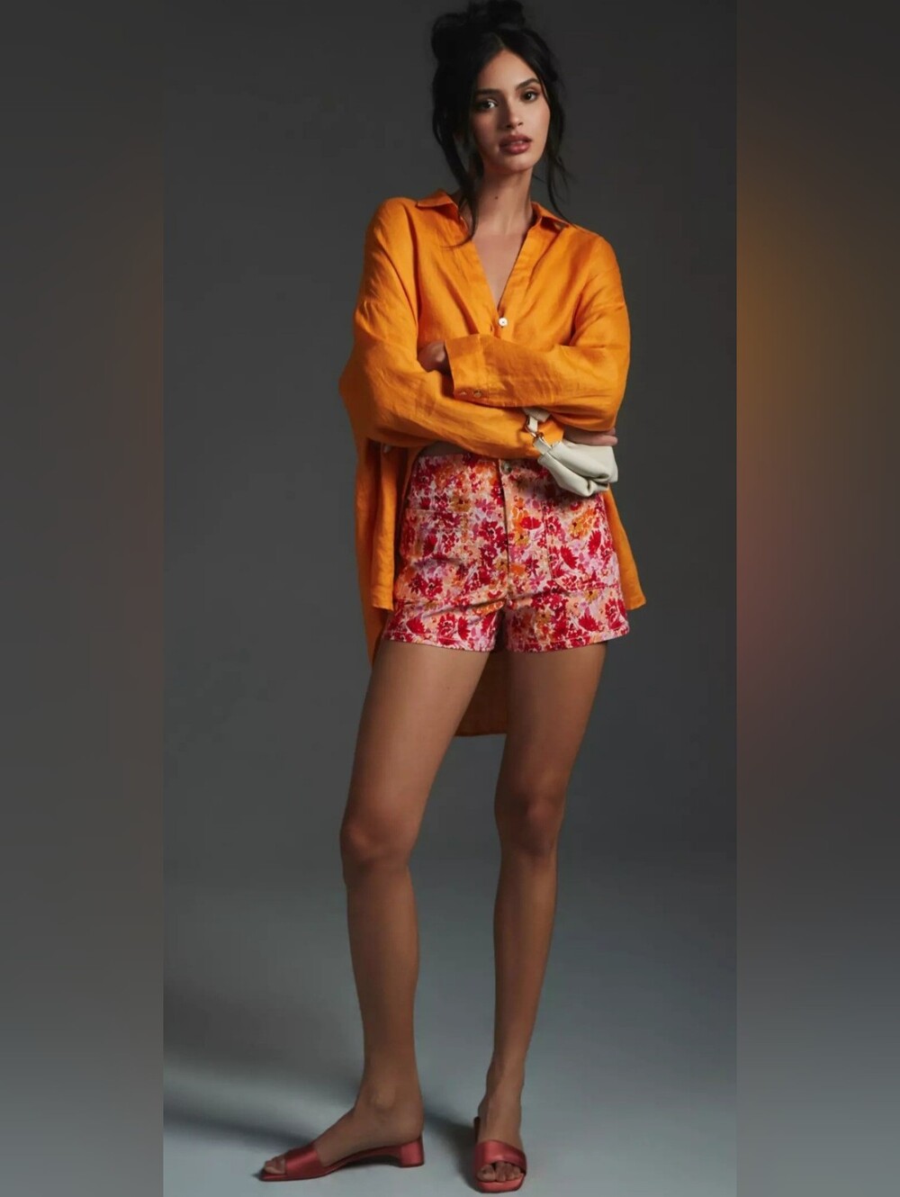 Maeve Anthropologie Shorts Size 28, Floral Pink Orange